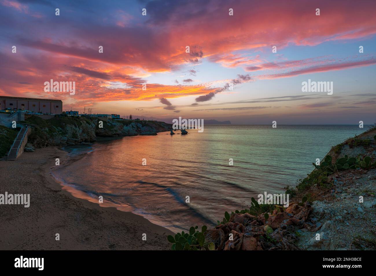 Sunset in Terrasini, Sicily Stock Photo Alamy