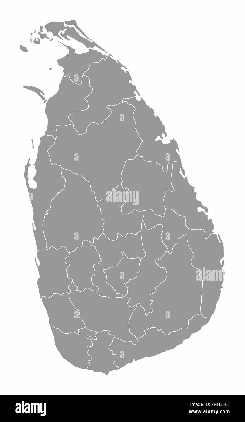 Sri Lanka administrative map isolated on white background Stock Vector ...