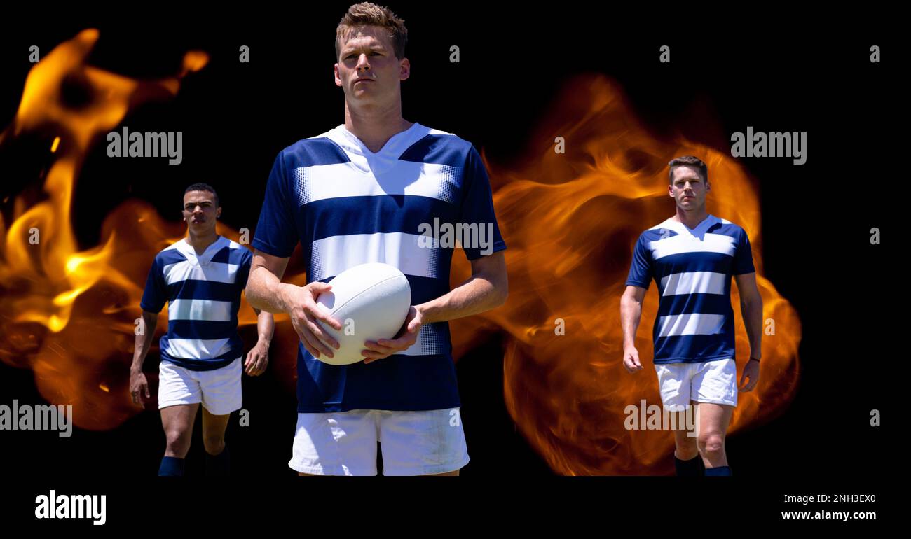 Premium Photo  A soccer player with a fireball in the background