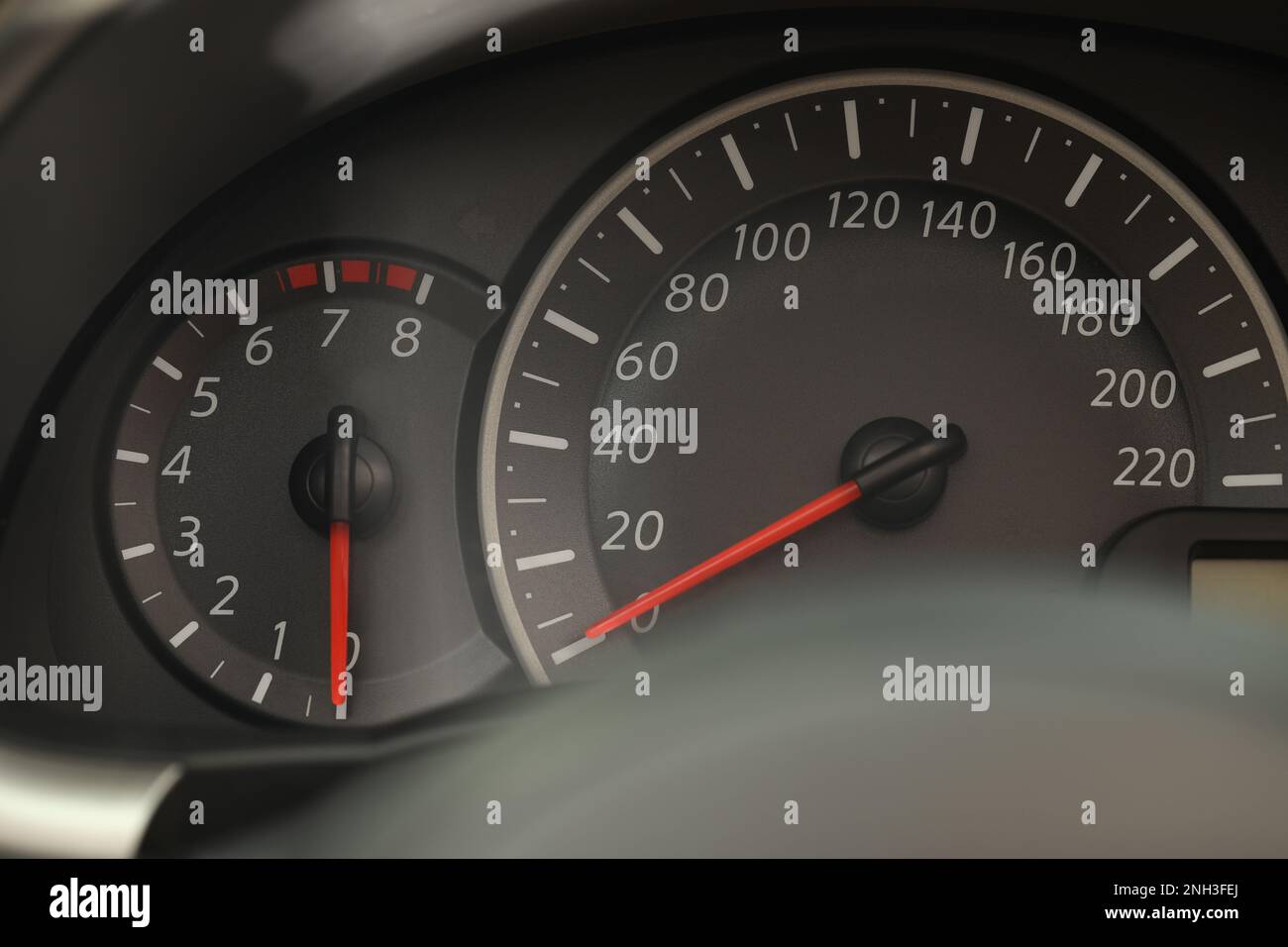 Speedometer and tachometer on modern car dashboard Stock Photo Alamy