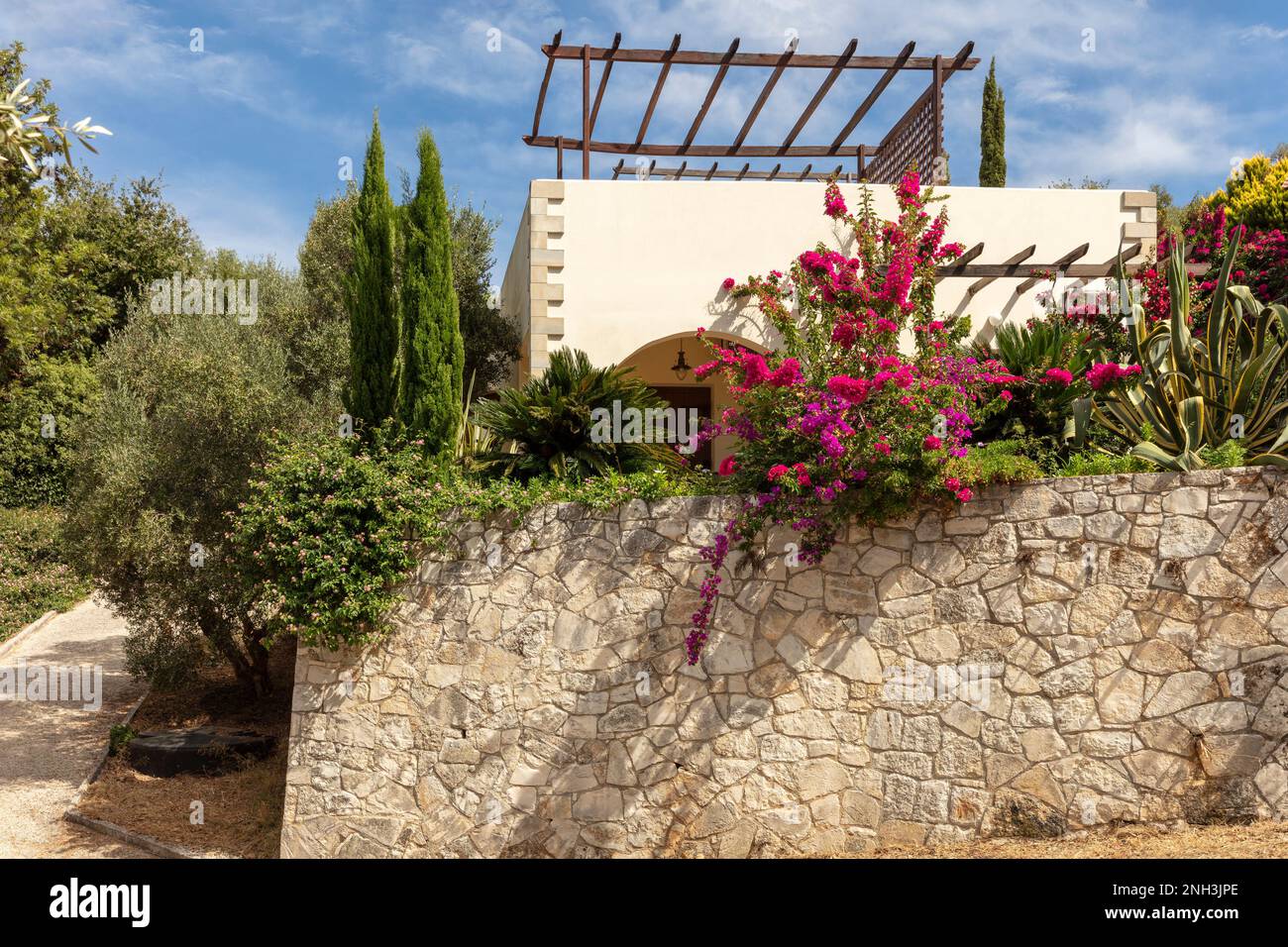 House and garden, cottage garden, Crete, Greece Stock Photo Alamy