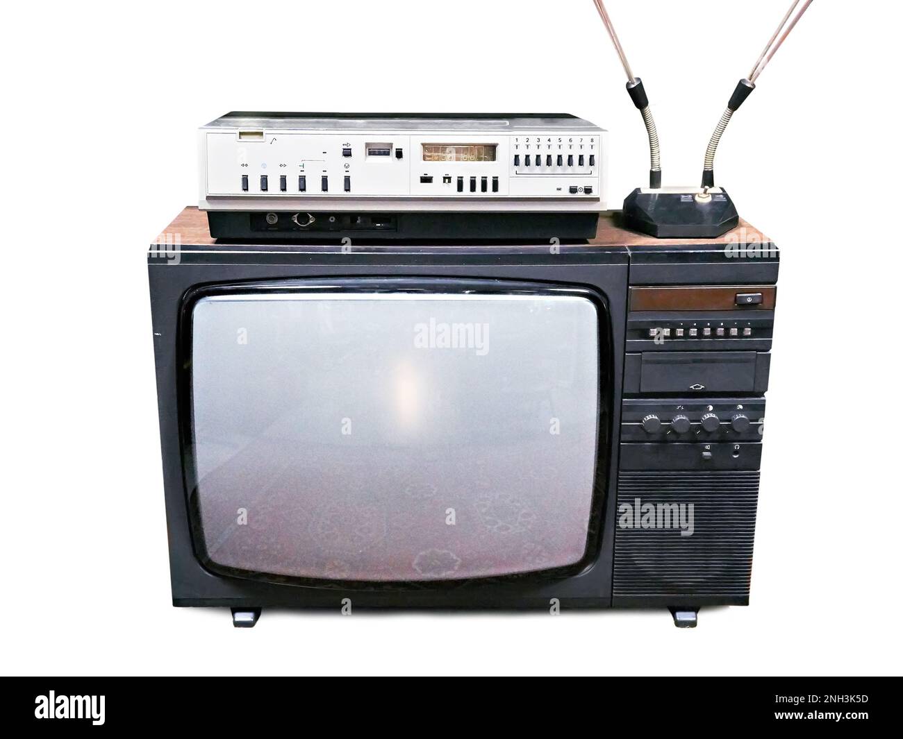 Old analog TV and VCR isolated white Stock Photo Alamy