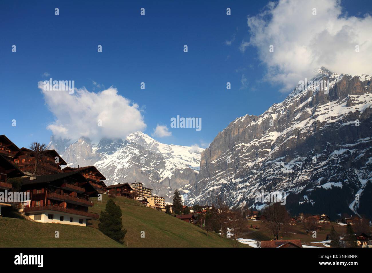 Swiss Chalets in the ski resort of Grindelwald, Swiss Alps, Jungfrau