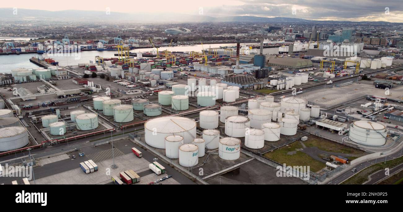 Fuel tanks in Dublin port. Picture date Monday February 20, 2023 Stock