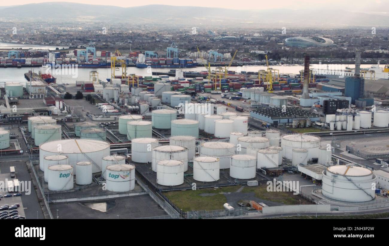 Fuel tanks in Dublin port. Picture date Monday February 20, 2023 Stock