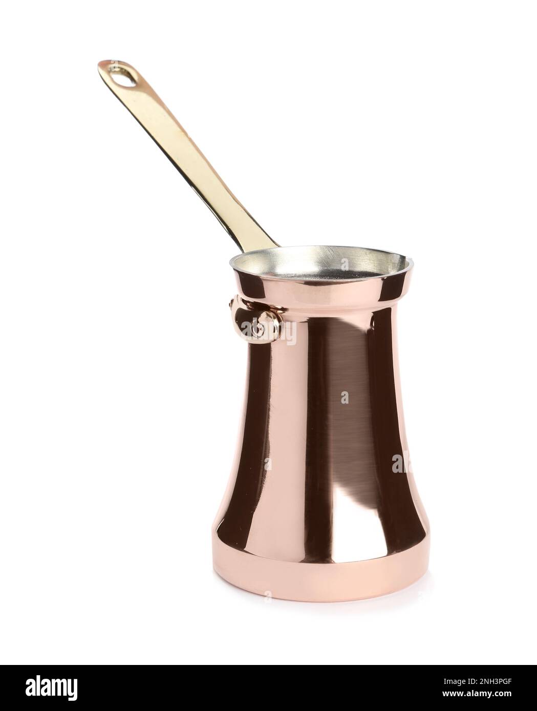 Beautiful copper turkish coffee pot isolated on white Stock Photo - Alamy