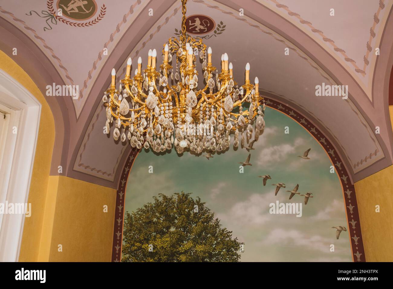 The interior spaces and furnishings of Acsaújlaky Castle or Patay Castle evoke the world of luxury, elegance and aristocratic lifestyle, Acsa, Hungary Stock Photo