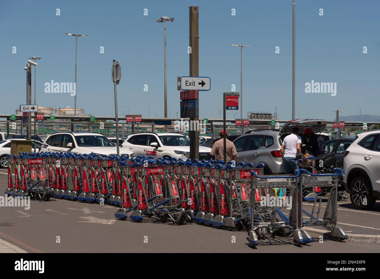 Cape Town South Africa. 2023. Line up of luggage trolley's in a renatl