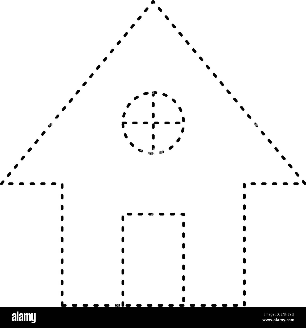 Tracing house dotted lines shape for preschool and kindergarten school