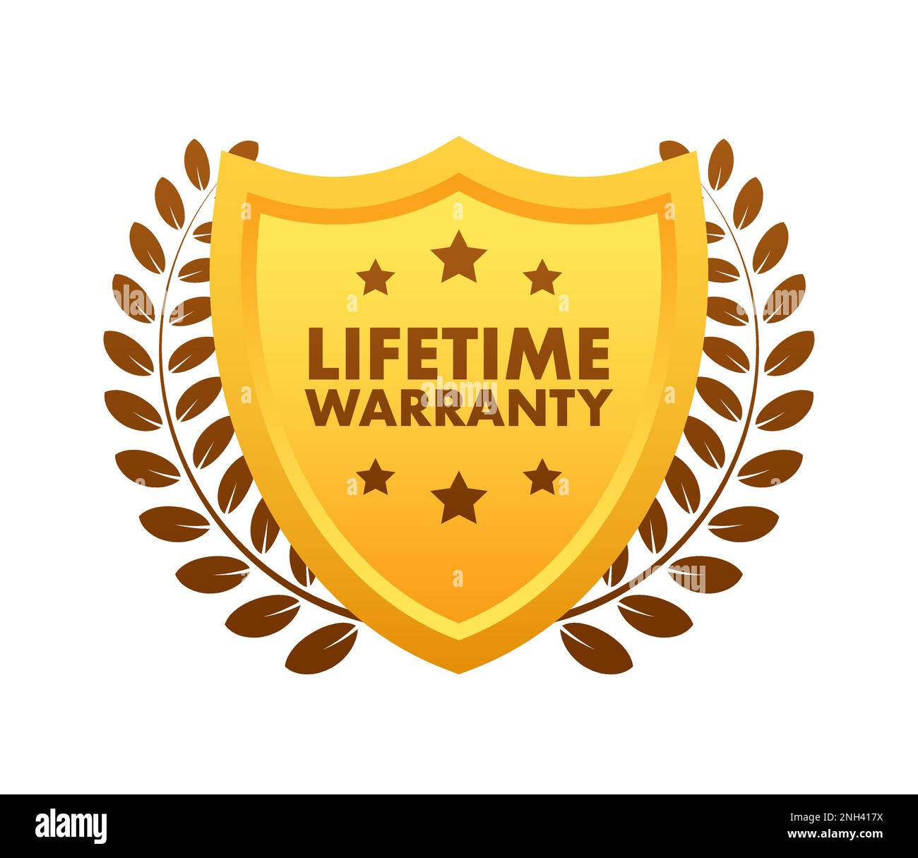 Lifetime warranty gold sign, label. Vector stock illustration Stock