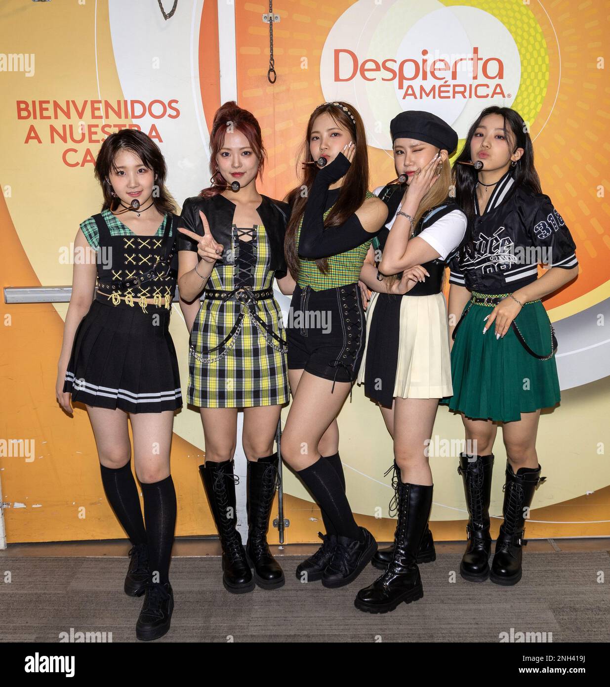 Miami, United States Of America. 19th Feb, 2023. MIAMI, FL- NOV 20: South  Korean Kpop girl group LAPILLUS poses during Univision “Despierta America”  morning show on November 20, 2023 in Miami, Florida. (