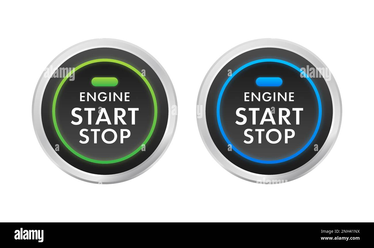 Car engine start stop button. Starting and stopping switch for motor