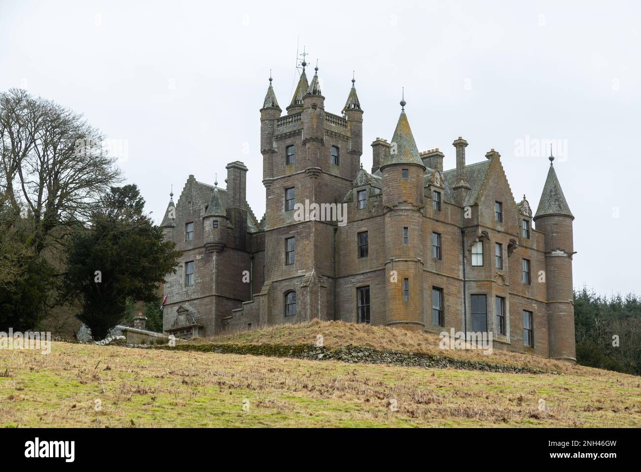 Balintore Castle is a Victorian Category A listed building in the Scottish Baronial style. Stock Photo