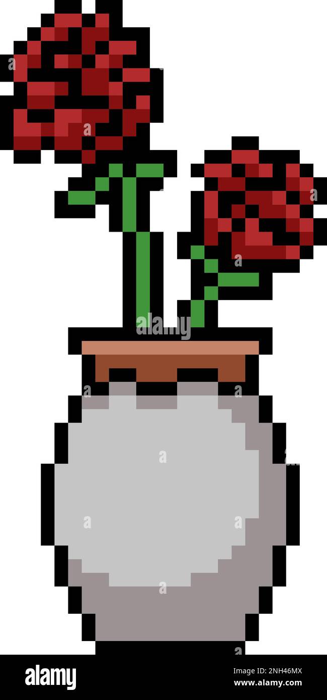 pixel art of red rose vase Stock Vector Image & Art Alamy