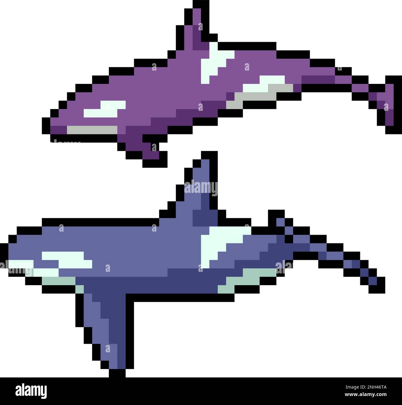 pixel art of couple killing whale Stock Vector