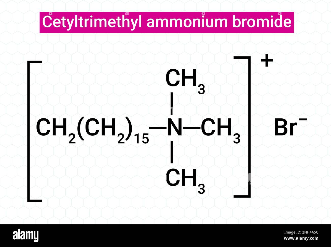 Chemical structure of Cetyltrimethyl ammonium bromide Stock Vector