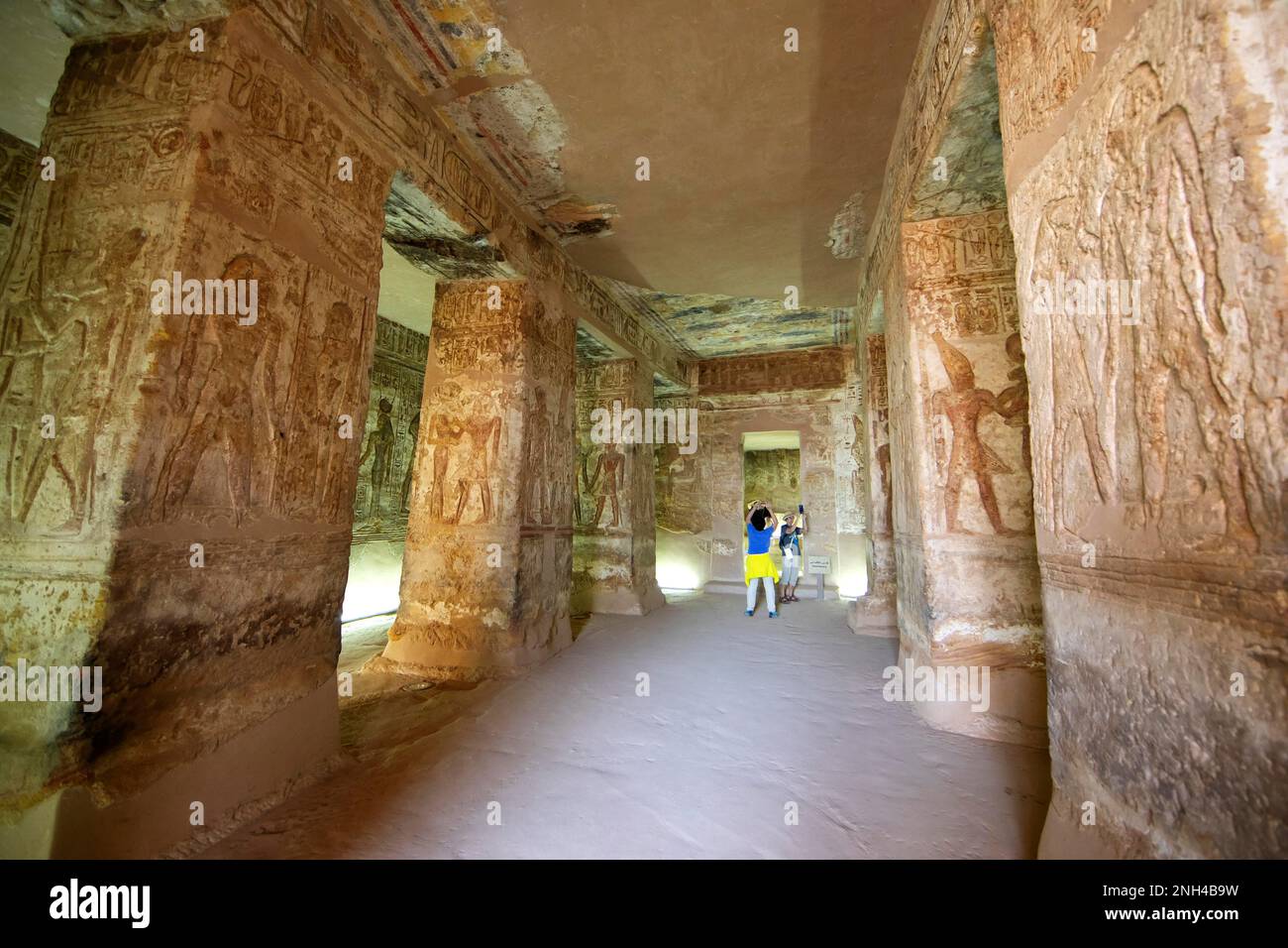 Rock carvings in the Nubian Al Derr Temple, New Amada, Aswan, Egypt Stock Photo