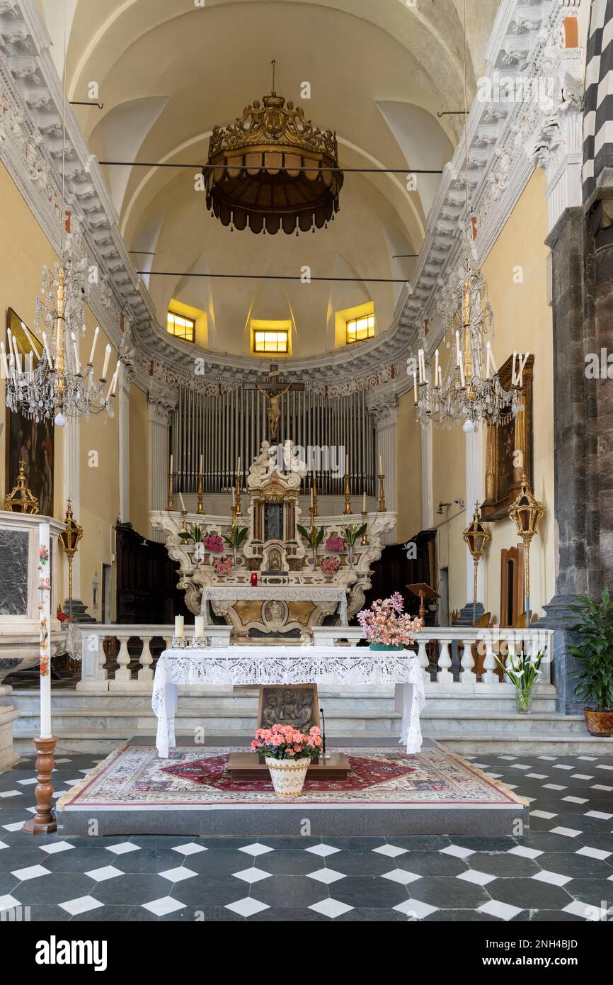 MONTEROSSO, LIGURIA/ITALY - APRIL 22 : Interior view of the Church of S G Battista in Monterosso Liguria Italy on April 22, 2019 Stock Photo