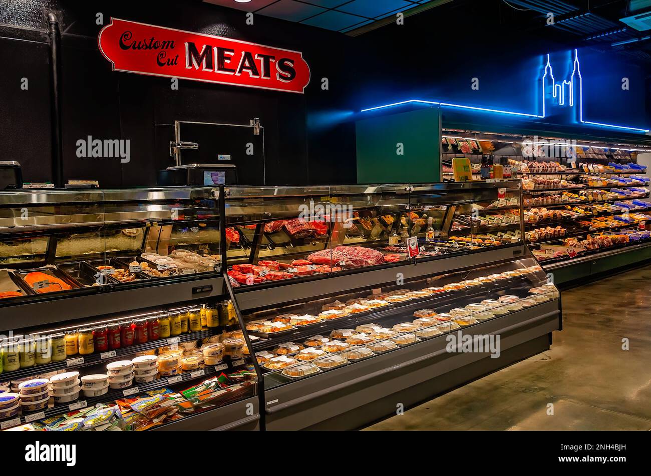 The deli counter and meat market are pictured at Greer’s St. Louis Market on St. Louis Street