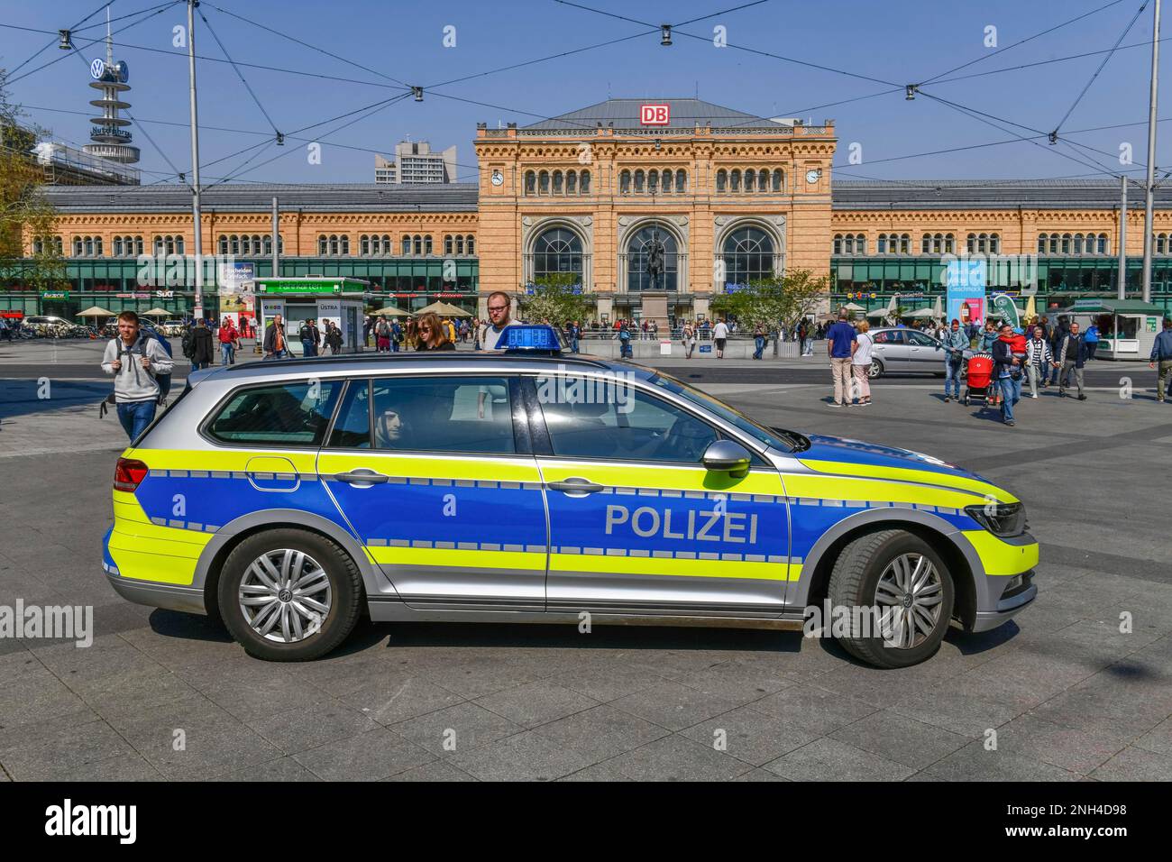 Police car, main station, Ernst-August-Platz, Hanover, Lower Saxony, Germany Stock Photo