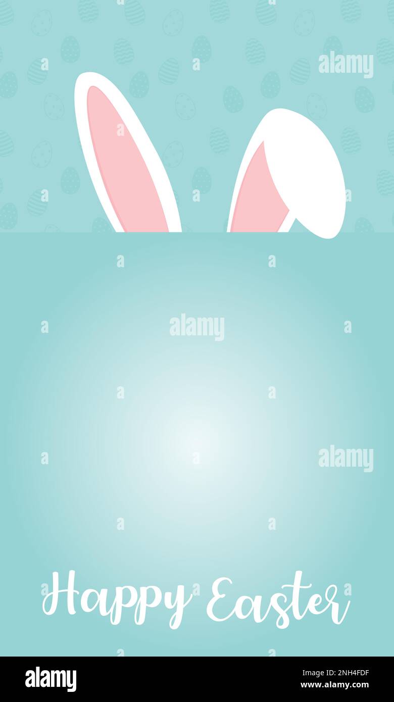 Vertical easter card with rabbit ears and copy space Stock Vector