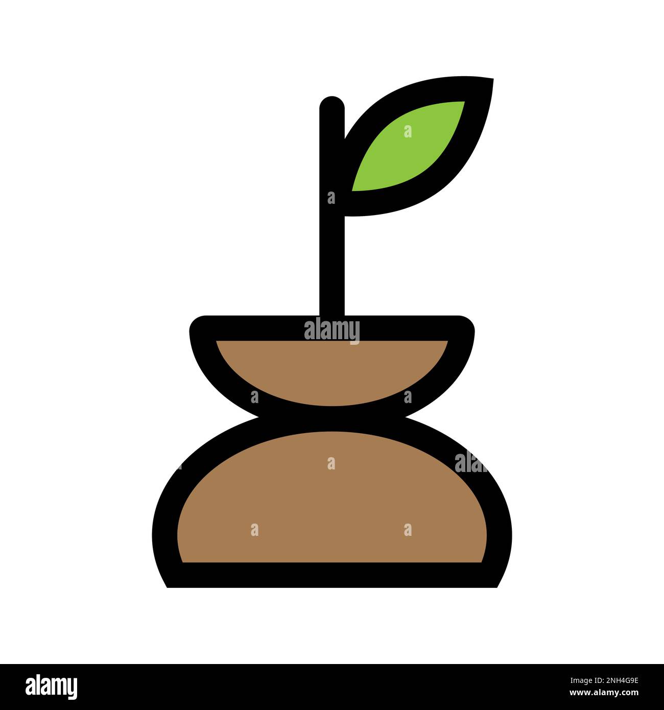 Flowerpot icon line isolated on white background. Black flat thin icon ...