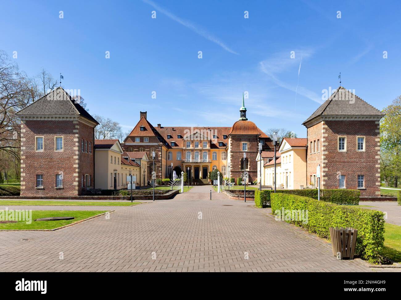 Wasserschloss Velen, today Sporthotel, Velen, Muensterland, North Rhine-Westphalia, Germany Stock Photo