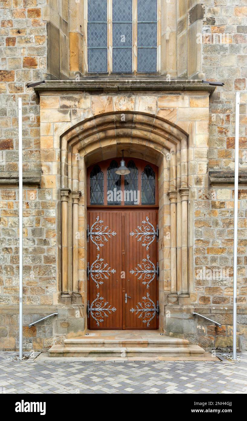 St. Cyriakus Catholic Parish Church, entrance portal, Salzbergen, Lower Saxony, Germany Stock Photo