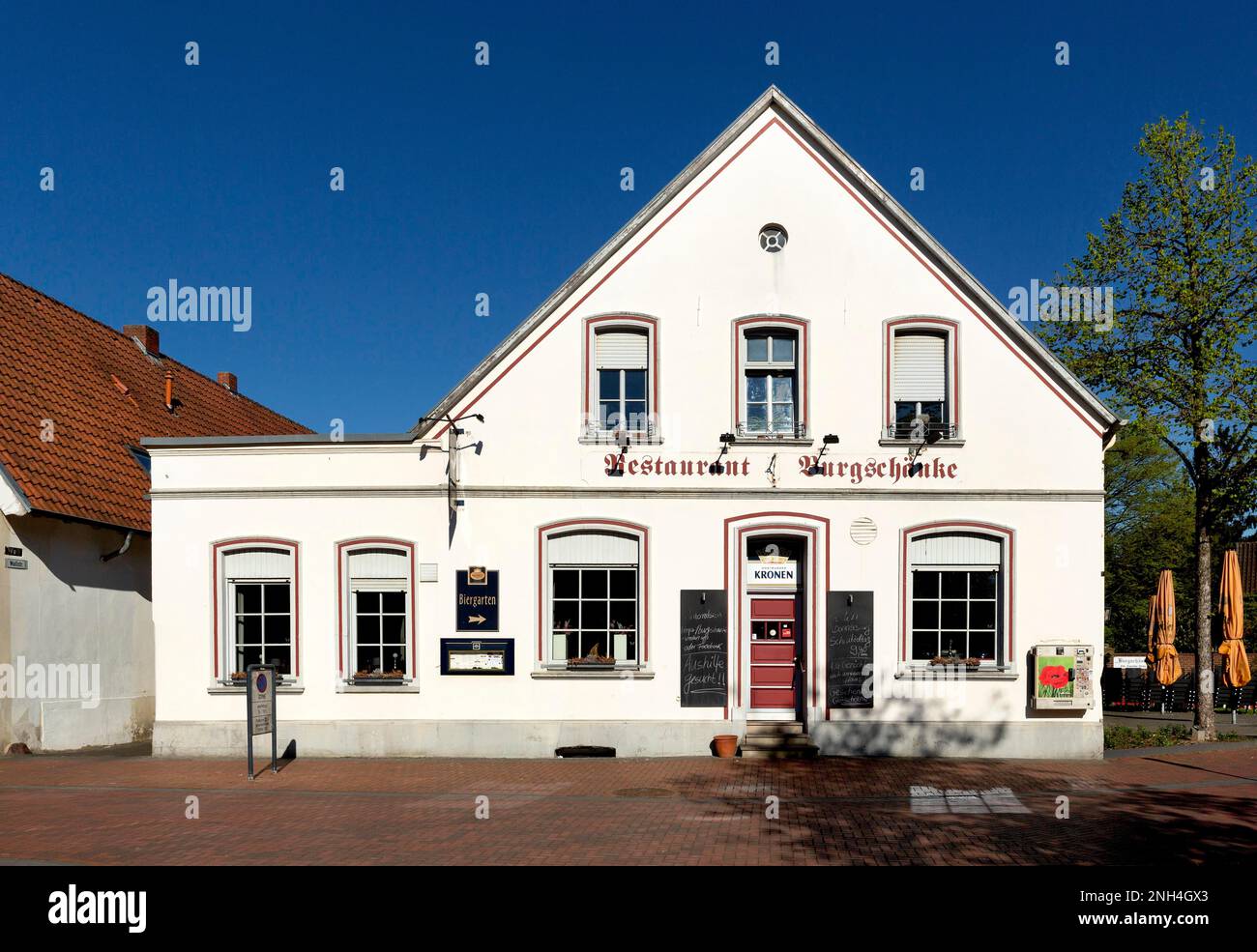 Restaurant Burgschaenke, Vreden, Muensterland, North Rhine-Westphalia, Germany Stock Photo