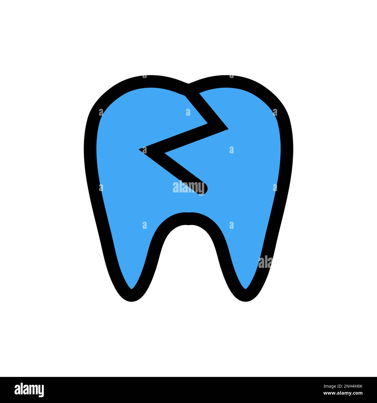 Broken tooth icon line isolated on white background. Black flat thin ...