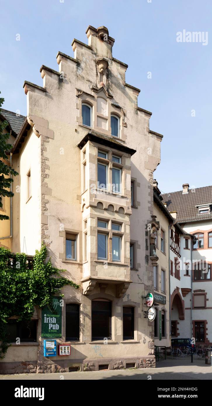 Wilhelminian residential and commercial buildings, Rheinstrasse, Worms, Rhineland-Palatinate, Germany Stock Photo