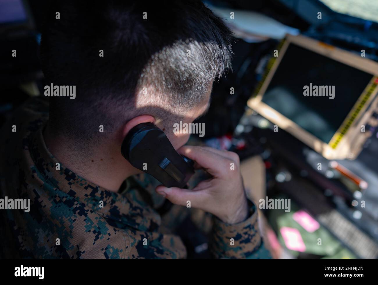 U.S. Marine Corps Cpl. Joshua Hall, a transmission system operator with the Command Element