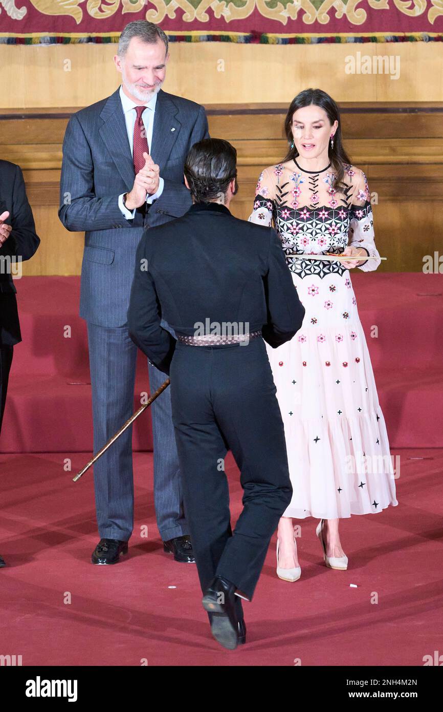 Zaragoza, Aragon, Spain. 20th Feb, 2023. King Felipe VI of Spain, Queen  Letizia of Spain, Morante de la Puebla attends the delivery of the National  Culture Awards 2021 at Pignatelli Building on