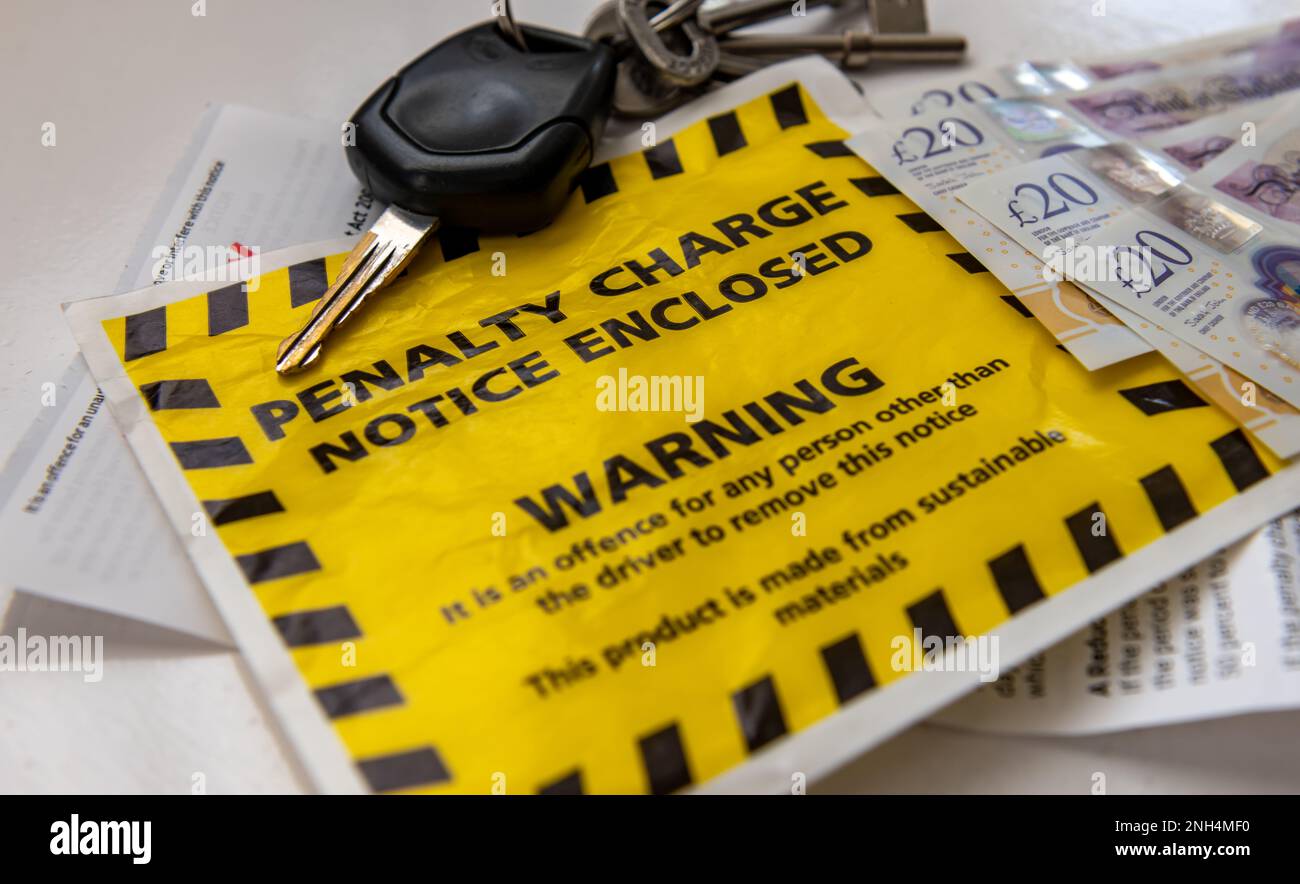 Close up of a penalty charge notice for parking offences. Stock Photo