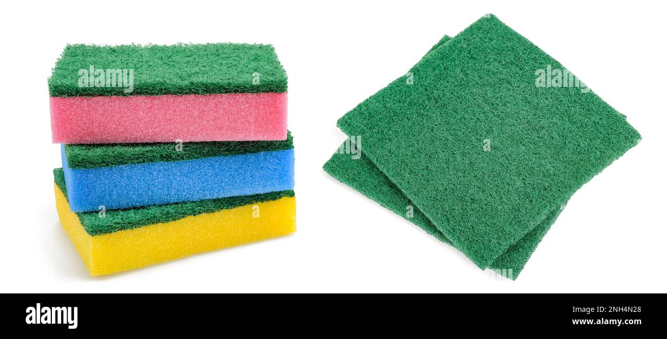 Kitchen Cleaning Sponges isolated on white background Stock Photo Alamy