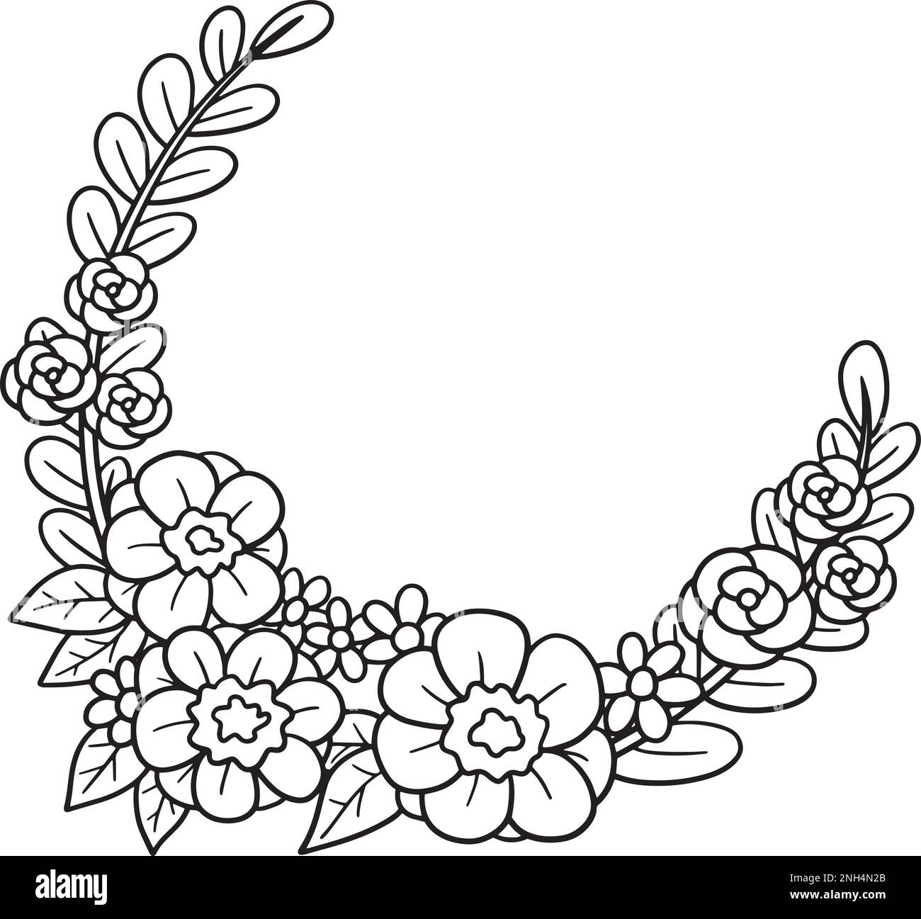 Floral Wreath Isolated Coloring Page for Kids Stock Vector Image & Art