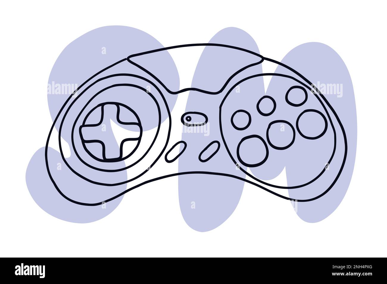 Game retro controller. Vector illustration in hand-drawn cartoon flat style isolated on white background. Stock Vector