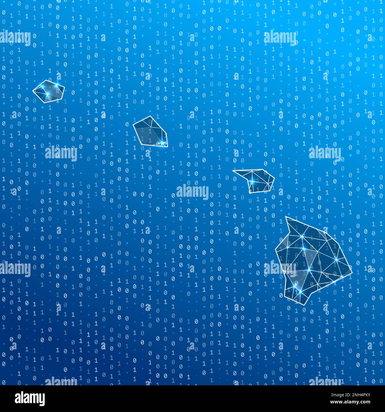 Network map of Hawaii. Us state digital connections map. Technology