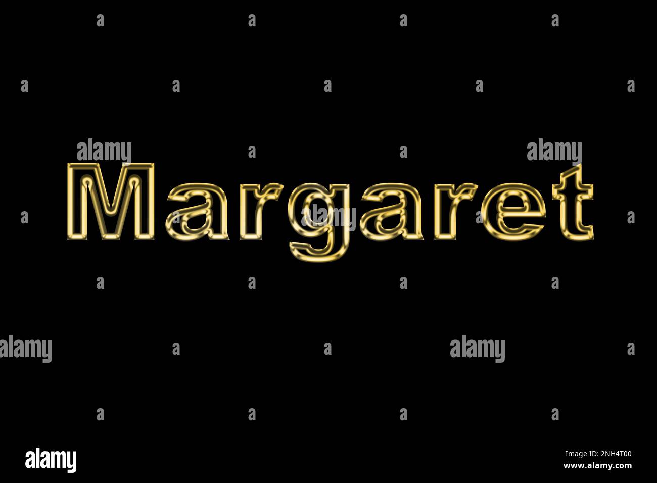 Female name . Gold 3D icon on black background. Decorative font