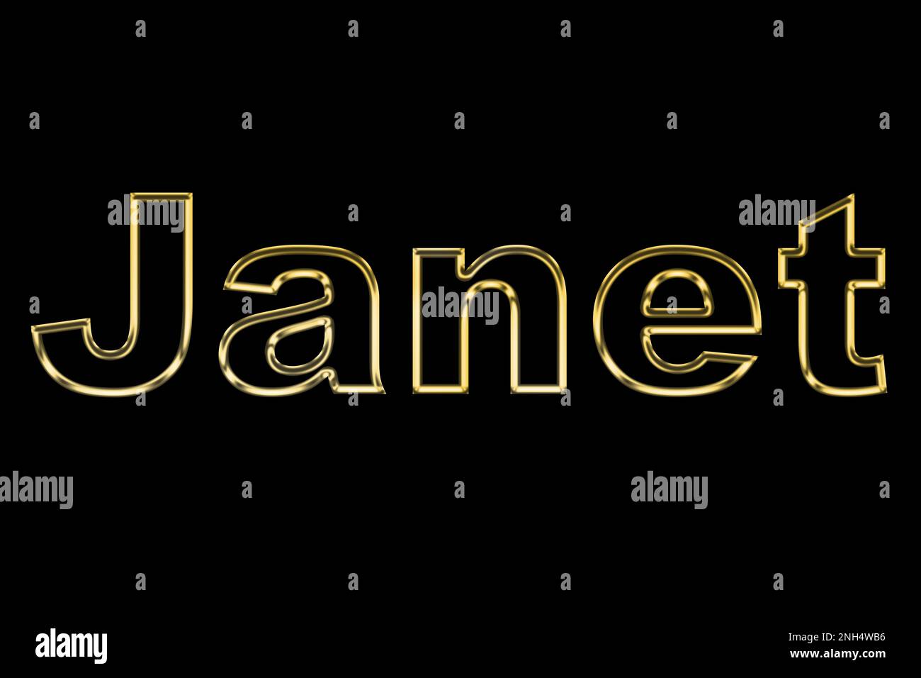 Female name . Gold 3D icon on black background. Decorative font
