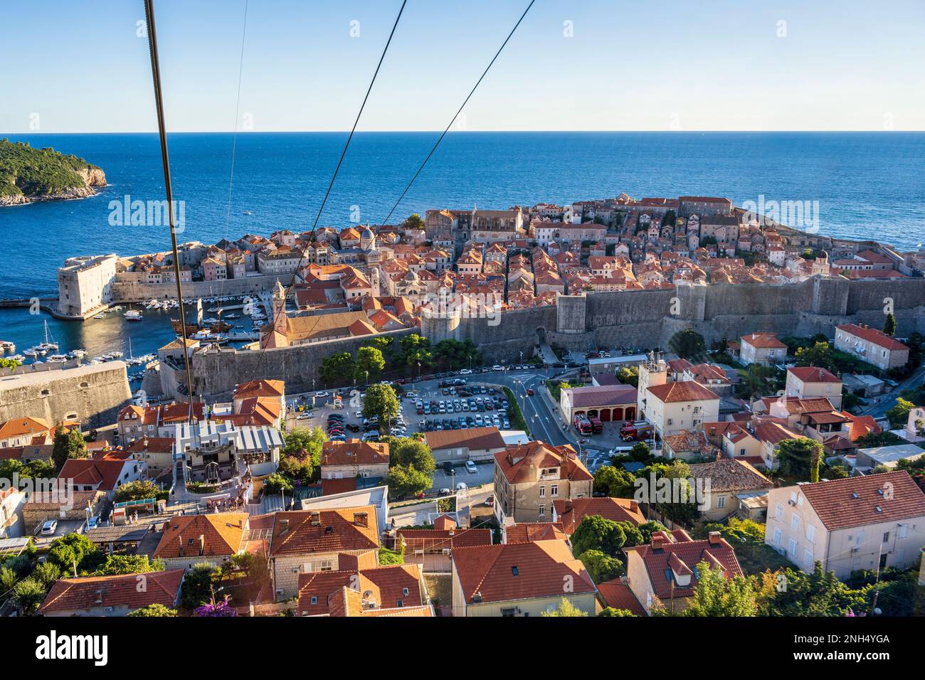 View from Dubrovnik cable car as it starts it ascent from the old