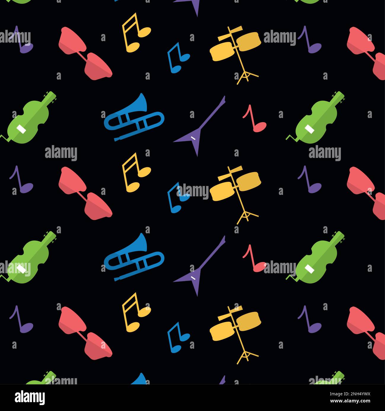 Seamless pattern background with musical instruments Vector Stock ...