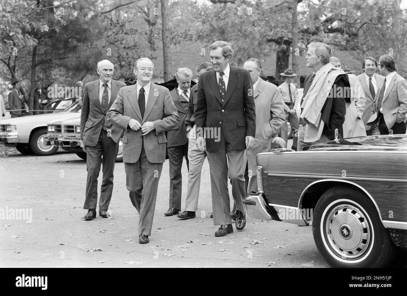 Former Vice President Hubert Humphrey and Senator Edmund Muskie arrive
