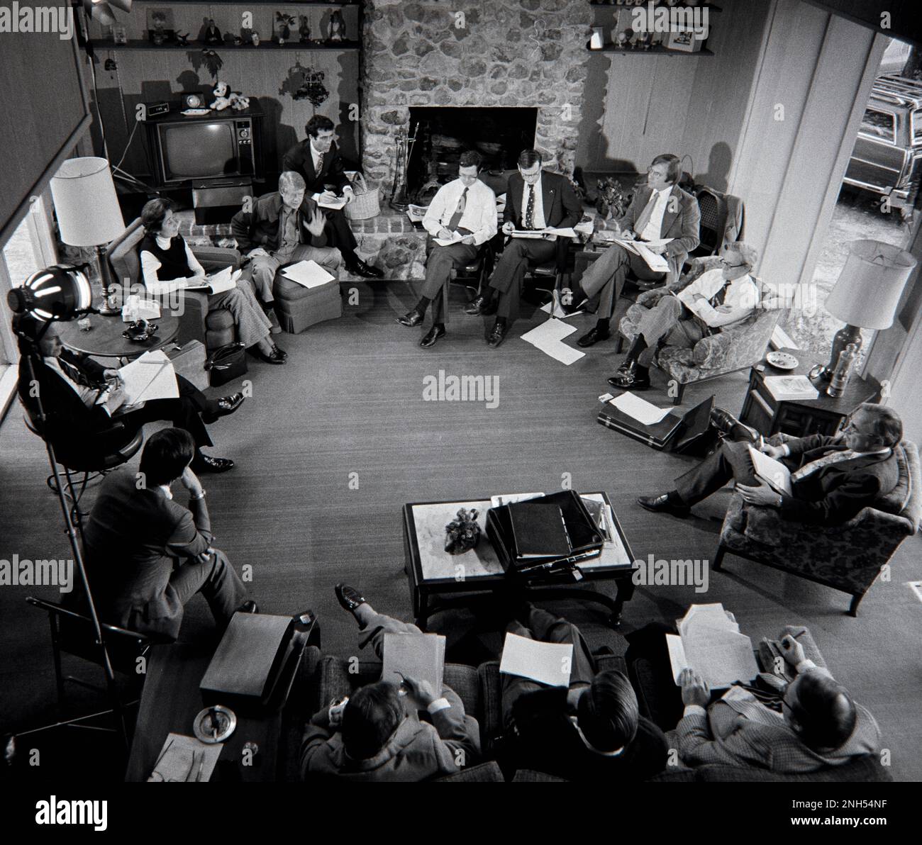 President elect Jimmy Carter holds a transition meeting with Vice