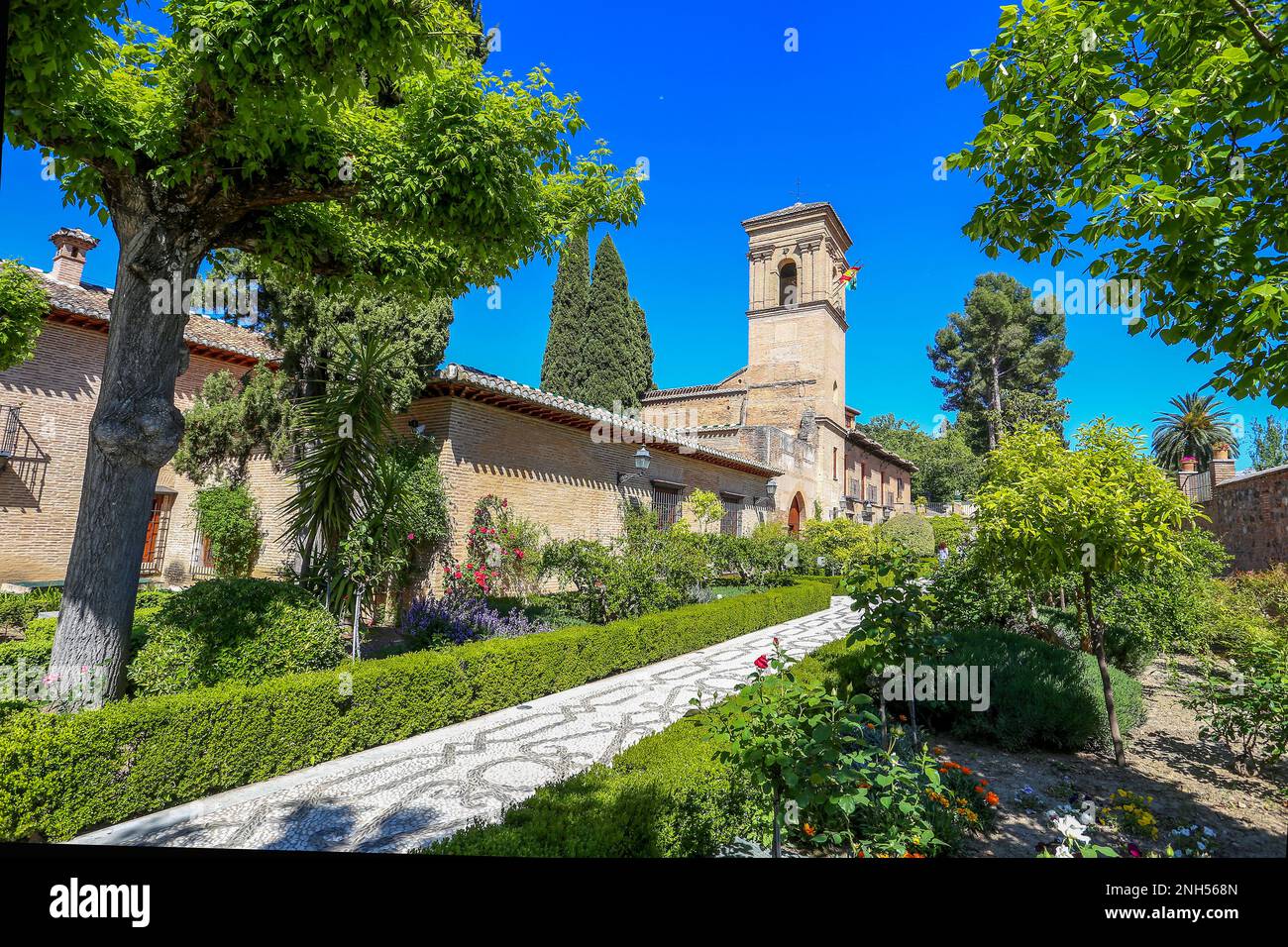 Fantastic view in Alhambra (medieaval architecture of 15th century and