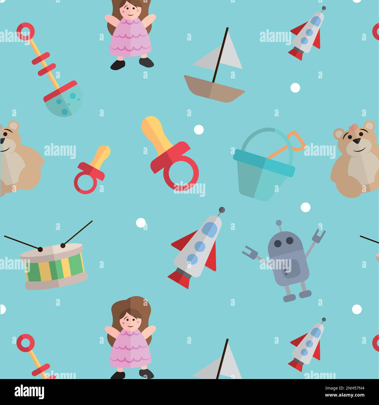 Seamless pattern background with toy icons Vector Stock Vector