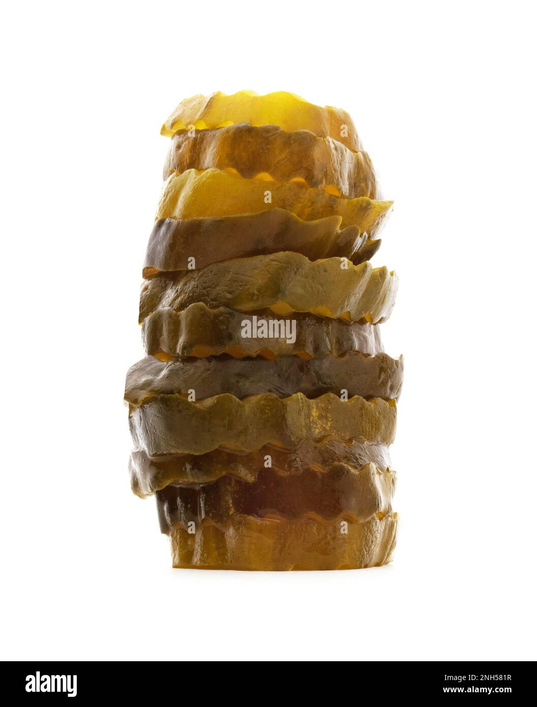 Isolated Stacked Dill Pickle Chips Stock Photo Alamy