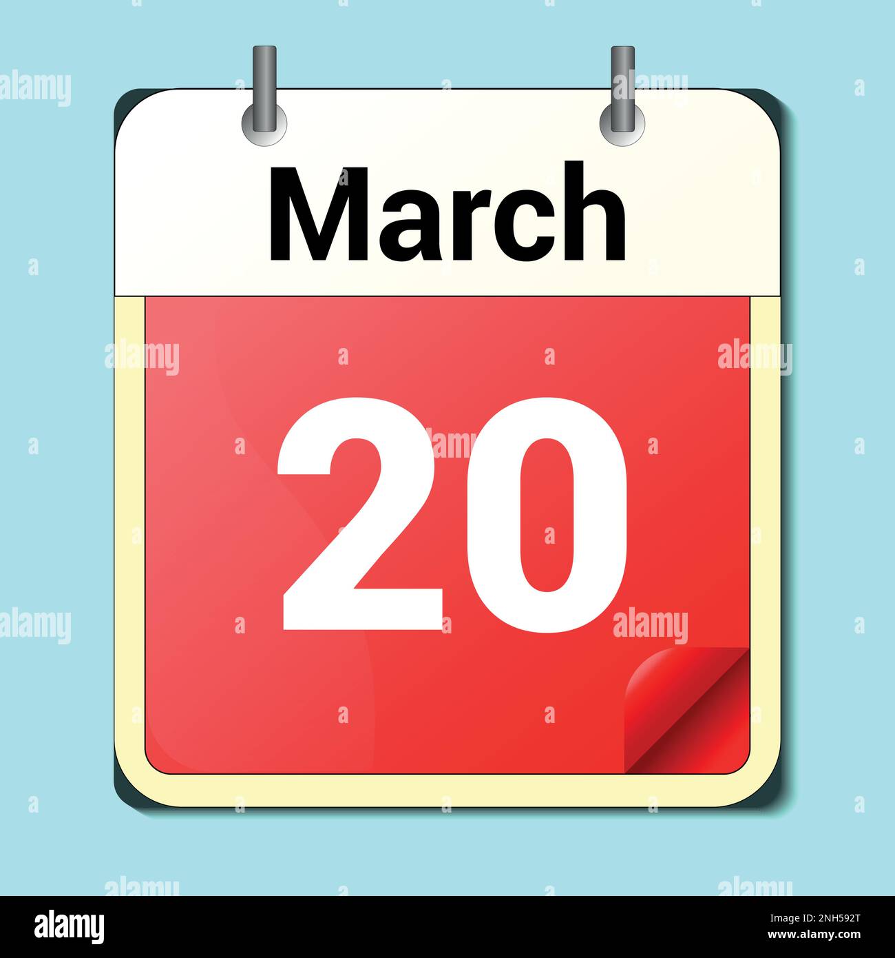 day on the calendar, vector image format, March 20 Stock Vector Image