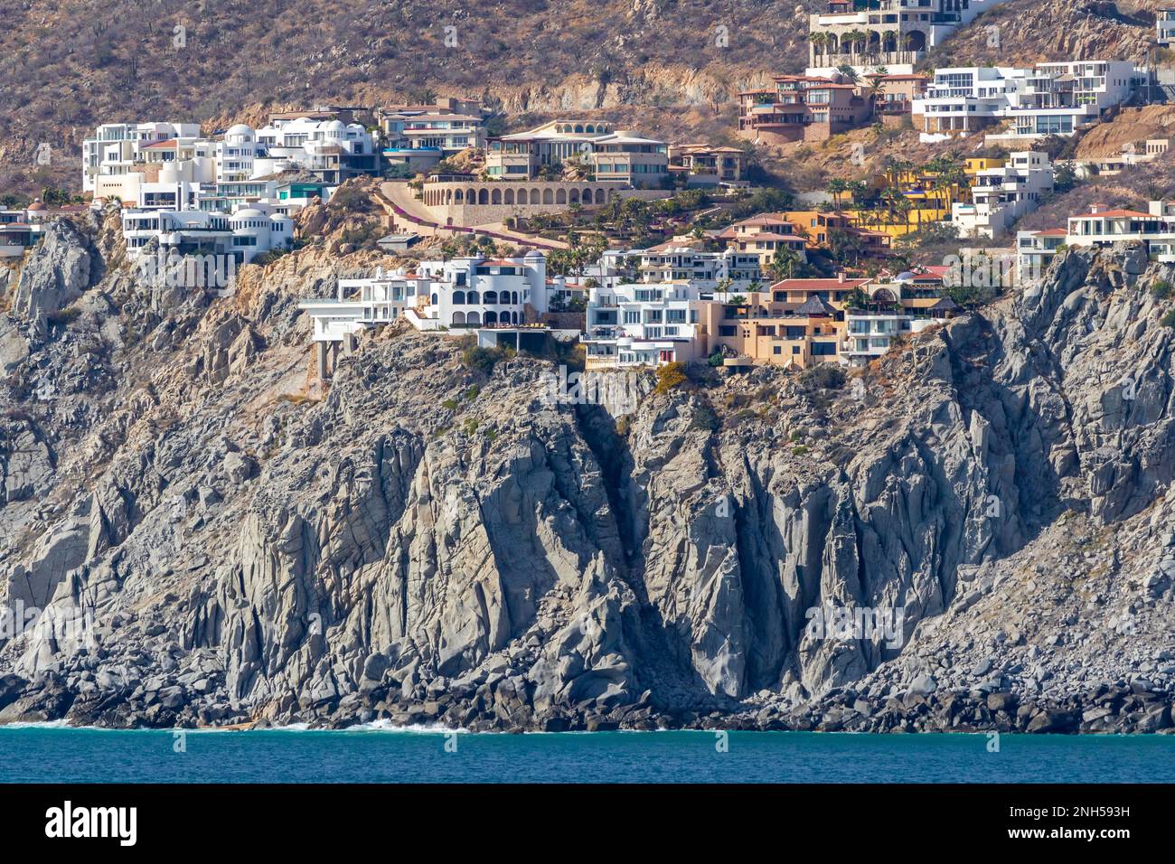 Cliff top homes, Cabo San Lucas, Baja California Sur, Mexico Stock Photo Alamy