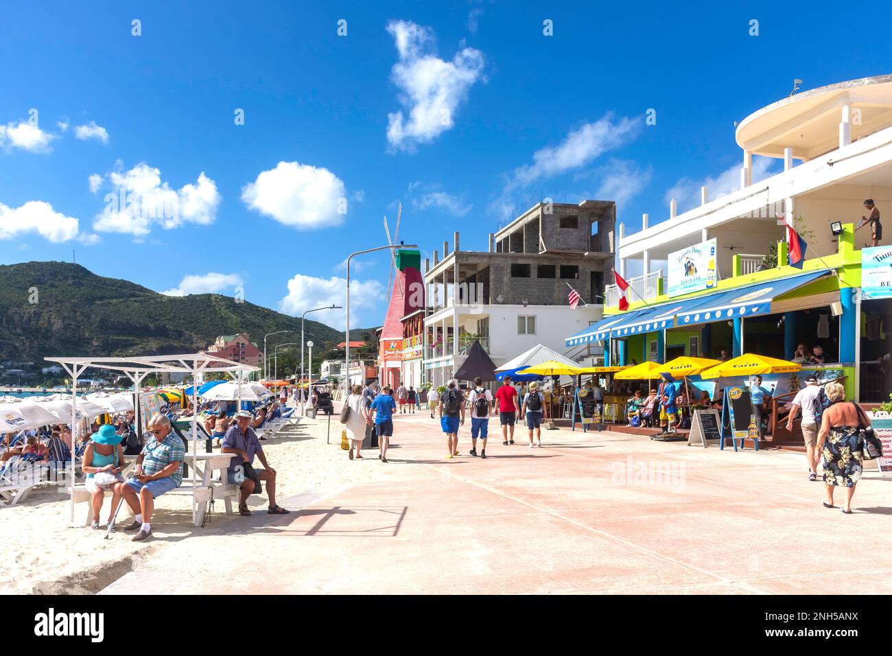 The Boardwalk, Philipsburg, St Maarten, Saint Martin, Lesser Antilles, Caribbean Stock Photo